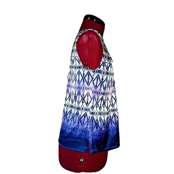 Chico's Womens Top Size 0 Small Multicolor Sleeveless Pleated Side Slits - Picture 4 of 5